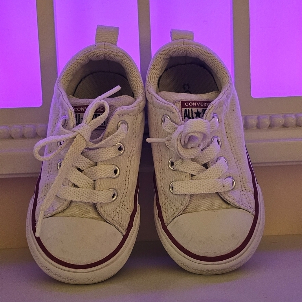 Converse Kids White and Red Sneakers